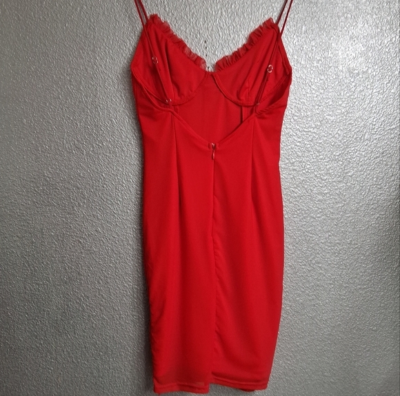 Angel Biba Boutique Cherry Red Princess Cut Mini Dress Size S - Picture 6 of 11